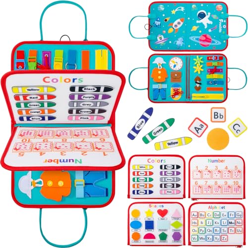 Freekite Busy Board für Kleinkinder 4-Schichten, Montessori Spielzeug Activity Board, Feinmotorik Spielzeuge und Geschenke für Baby Kinder Mädchen Junge ab 1 2 3 4 5 Jahre (Weltraum) von Freekite