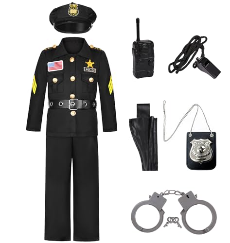 Frekuyrt Polizistenkostüm für Kinder, Deluxe-Polizistenkostüm, Jungen und Mädchen, Polizeikostüm, Halloween, Cosplay-Kostüm Frekuyrt Polizistenkostüm für Kinder, Deluxe-Polizistenkostüm, Jungen und Mädchen, Polizeikostüm, Halloween, Cosplay-Kostüm von Frekuyrt
