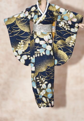 1/12 Maßstab Weibliche Kleidung,Japanischer Kimono Bademantel Kleid Kostüm Kleidung für 6inch PH TBL JO Action Figur Körper (Blau) von Fremego