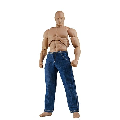 1/12 Skala Männliche Kleidung, Denim Hosen Locker Sitzende Jeans Hose Kleidung für 6inch Männliche Action Figur Körper (Blau) von Fremego
