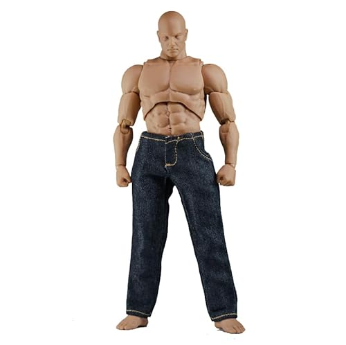 1/12 Skala Männliche Kleidung, Denim Hosen Locker Sitzende Jeans Hose Kleidung für 6inch Männliche Action Figur Körper (Schwarz) von Fremego
