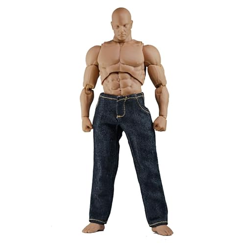 1/12 Skala Männliche Kleidung, Denim Hosen Locker Sitzende Jeans Hose Kleidung für 6inch Männliche Action Figur Körper (Schwarz) von Fremego