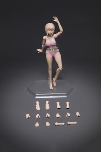 1/12 Skala Weiblich Körper,6inch Female Joint Flexible Action Figur Körper mit Kopf Sculpt&Stand Sammlung (Molliger Körpertyp-Blasse Haut-Große Büste) von Fremego