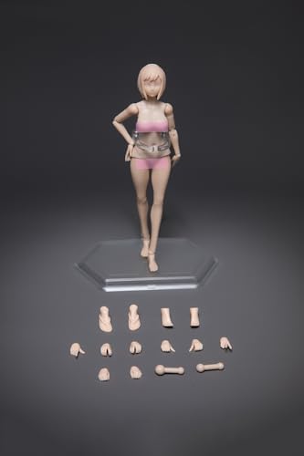 1/12 Skala Weiblich Körper,6inch Female Joint Flexible Action Figur Körper mit Kopf Sculpt&Stand Sammlung (Molliger Körpertyp-Gebräunte Haut-Große Büste) von Fremego