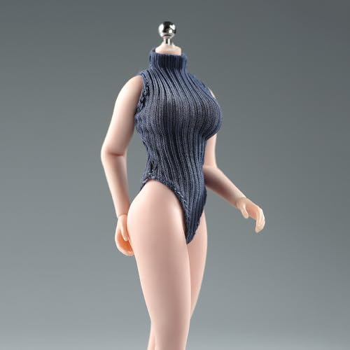 1/12 Skala Weibliche Kleidung, Weibliche Bodysuit Zipper Jumpsuit Outfit Kleidung für 6inch PH TBL JO Nahtlose Action Figur Körper (Blau) von Fremego