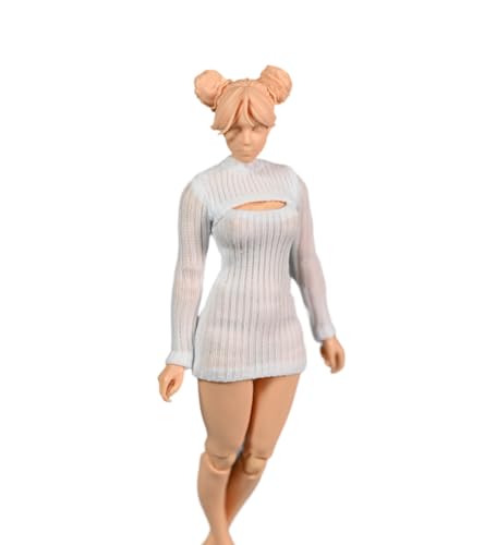 1/12 Skala Weibliche Kleidung, Weibliche Stretch Tight Open Chest Sweater Bottoming Shirt Kleidung für 6inch Action Figur Körper (Weiß) von Fremego