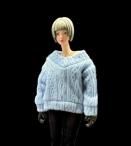 1/12 Skala Weibliche Kleidung, Weibliche Stretch Tops Pullover Mantel Outfit Kleidung für 6inch Action Figur Körper (Blau) von Fremego
