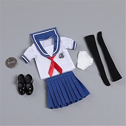 1/6 Maßstab Weibliche Kleidung, Weiblicher Matrose Anzug Schule Uniform JK Rock Socken Schuhe Kleidung für 12inch PH TBL JO Action Figur Körper (Blau-Kurz Ver.) von Fremego