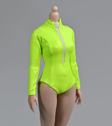 1/6 Maßstab Weibliche Kleidung,Weiblicher Langärmeliger Bodysuit Badeanzug Taucheranzug Outfit Kleidung für 12inch PH TBL JO Action Figur Körper (Grün) von Fremego