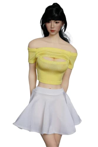 1/6 Maßstab Weibliche Kleidung,Weibliches Hohles T-Shirt Plissee-Rock Kleidung für 12inch PH TBL JO Action Figur (Gelb) von Fremego