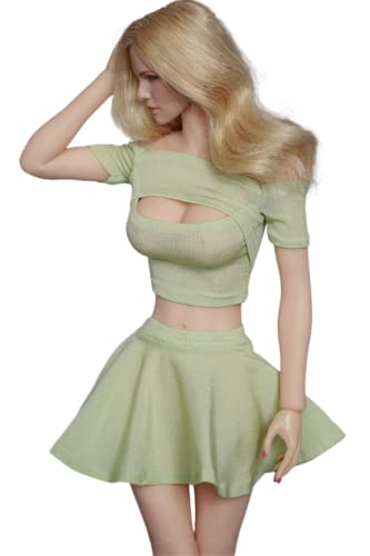 1/6 Maßstab Weibliche Kleidung,Weibliches Hohles T-Shirt Plissee-Rock Kleidung für 12inch PH TBL JO Action Figur (Grün) von Fremego