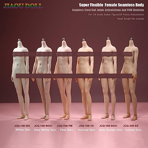 1/6 Scale Weiblicher Körper,Junges Mädchen Schmale Schultern Kleine Brust Super Flexible Nahtlose Action Figur Körper mit Abnehmbaren Füßen Sammlung (JOQ-19B-PM Rosa Haut) von Fremego