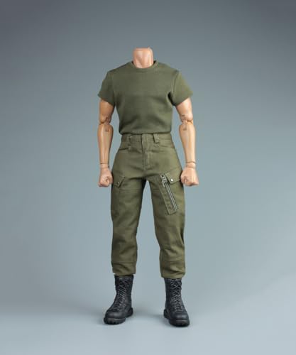 1/6 Skala Männliche Kleidung, Männliche Kurze Hülse Kampfhosen Militärische Hose Kleidung für 12inch Soldat Action Figur Körper (1Stück Grün Kurzarm+Hose) von Fremego