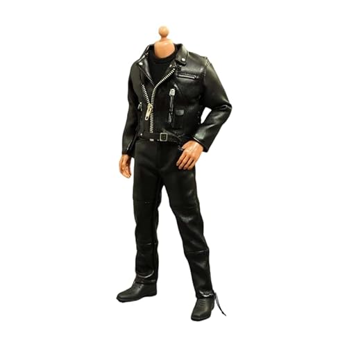 1/6 Skala Männliche Schwarze Lederjacke Hose Kleidung Lokomotive Anzug für 12inch Männliche Action Figur Körper von Fremego