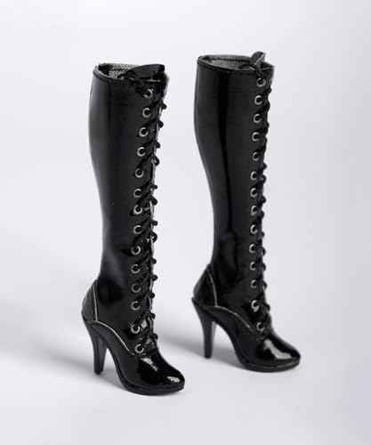 1/6 Skala Weiblich Lange Stiefel Hochhackige Stiefelschuhe Hohle Innenschuhe Modell Zubehör für 12inch PH TBL JO Action Figur Körper (TCT-037 Schwarz) von Fremego