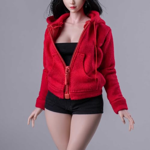 Fremego 1/6 Skala Weibliche Kleidung Weibliche Zipper Hoodie Mantel Top Kleidung für 12inch PH TBL JO Worldbox Action Figur (Rot) von Fremego