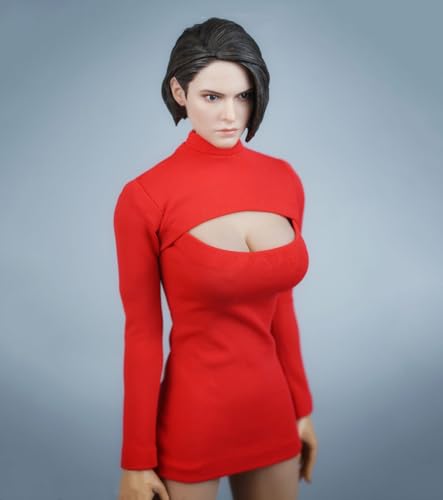 1/6 Skala Weibliche Kleidung, Weibliches Stretch T-Shirt mit Offener Brust und Langen Ärmeln für 12inch PH TBL JO Action Figur Körper (Rot) von Fremego