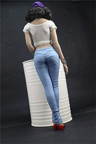 1/6 Skala Weibliche Kleidung,Damen Slim Jeans Denim Hosen Kostüm Outfit Kleidung für 12inch Weibliche Action Figur Körper (Blau) von Fremego