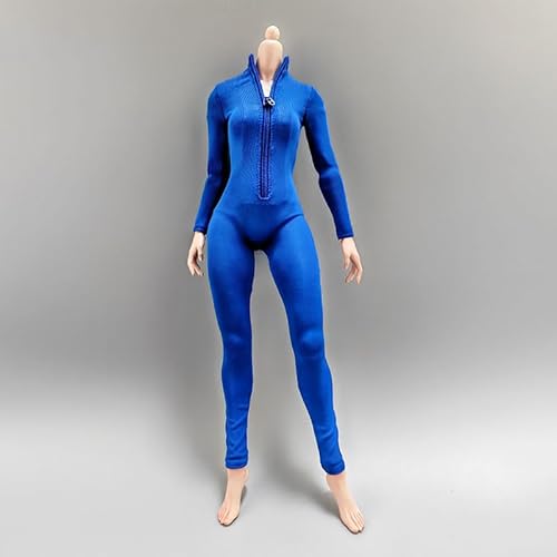 1/6 Weibliche Kleidung, Weibliche Enger Stretch-Bodysuit Zipper Jumpsuit Kleidung für 12inch PH TBL JO Nahtlose Action Figur Körper (Blau) von Fremego
