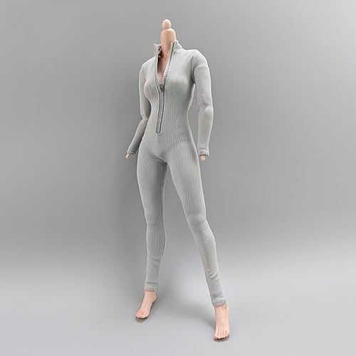 1/6 Weibliche Kleidung, Weibliche Enger Stretch-Bodysuit Zipper Jumpsuit Kleidung für 12inch PH TBL JO Nahtlose Action Figur Körper (Grau) von Fremego