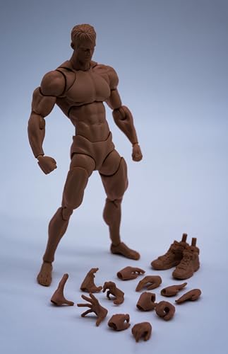 Fremego 1/12 Maßstab Männliche Action Figur, 6inch Super Flexible Starke Muskulöse Figur Miniatur Figuren Körper Puppe mit Austauschbaren Händen und Zubehör Sammlung (Schwarz) von Fremego