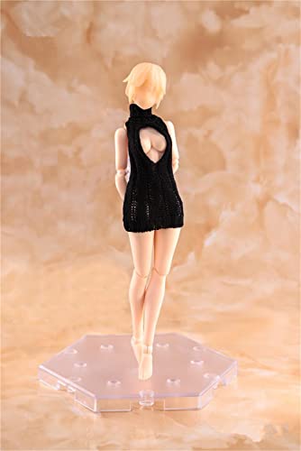 Fremego 1/12 Skala Weibliche Kleidung, Weibliche Rückenfreie Gestrickte Pullover Kleid Rollkragenpullover Kostüm Outfit Kleidung für 6inch PH TBL JO Action Figur (Schwarz-Open Chest Version) von Fremego