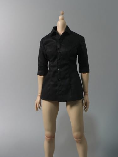 Fremego 1/6 Maßstab Weibliche Kleidung Weibliches Kurzärmliges Hemd Bürouniformhemd Kleidung für 12inch PH TBL JO Worldbox Action Figur Körper (Schwarz) von Fremego