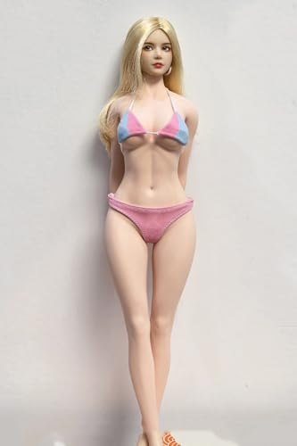 Fremego 1/6 Maßstab Weiblicher Körper, 12 Zoll Superflexible Nahtlose Figur mit Großem Busen, Leicht Fülliger Körperbau, Miniatur-Actionfigurenkörper mit Abnehmbaren Füßen (Blasse Haut) von Fremego
