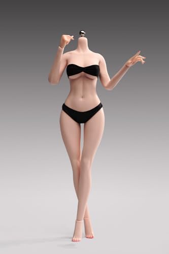 Fremego 1/6 Maßstab Weiblicher Körper, 12 Zoll Superflexible Nahtlose Figur mit Großem Busen, Leicht Fülliger Körperbau, Miniatur-Actionfigurenkörper mit Abnehmbaren Füßen (Gebräunte Haut) von Fremego
