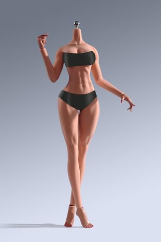 Fremego 1/6 Maßstab Weiblicher Körper, Superflexible Nahtlose Figur, 12 Zoll Großer Busen, Weibliche Figur Körper mit Abnehmbaren Füßen Miniatur Actionfigur (Sonnengebräunte Haut) von Fremego