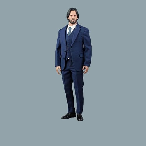 Fremego 1/6 Skala Männliche Kleidung Männlicher Mantel Weste Hemd Hose Gürtel Leder Schuhe Anzug Kleidung Zubehör für 12inch Action Figur Körper (Blau) von Fremego