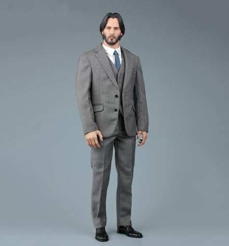 Fremego 1/6 Skala Männliche Kleidung Männlicher Mantel Weste Hemd Hose Gürtel Leder Schuhe Anzug Kleidung Zubehör für 12inch Action Figur Körper (Grau) von Fremego