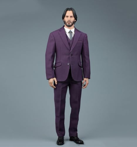 Fremego 1/6 Skala Männliche Kleidung Männlicher Mantel Weste Hemd Hose Gürtel Leder Schuhe Anzug Kleidung Zubehör für 12inch Action Figur Körper (Lila) von Fremego
