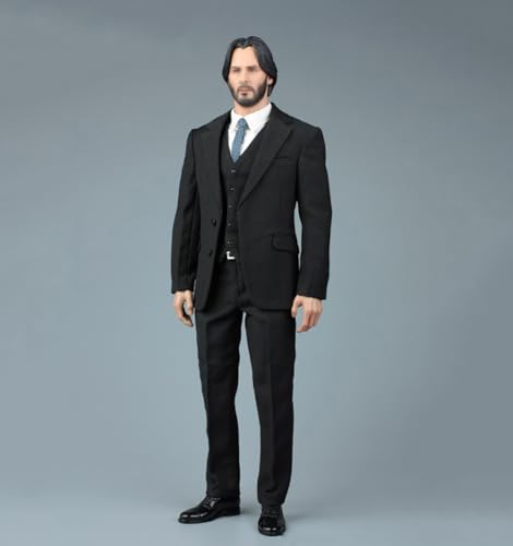 Fremego 1/6 Skala Männliche Kleidung Männlicher Mantel Weste Hemd Hose Gürtel Leder Schuhe Anzug Kleidung Zubehör für 12inch Action Figur Körper (Schwarz) von Fremego