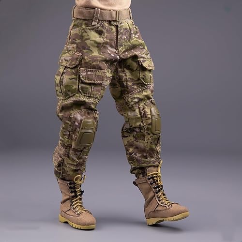 Fremego 1/6 Skala Männliche Schuhe, Männliche Kampfstiefel Hohle Stiefel Schuhe Modell für 12inch Soldat Action Figur (Sandfarbe) von Fremego