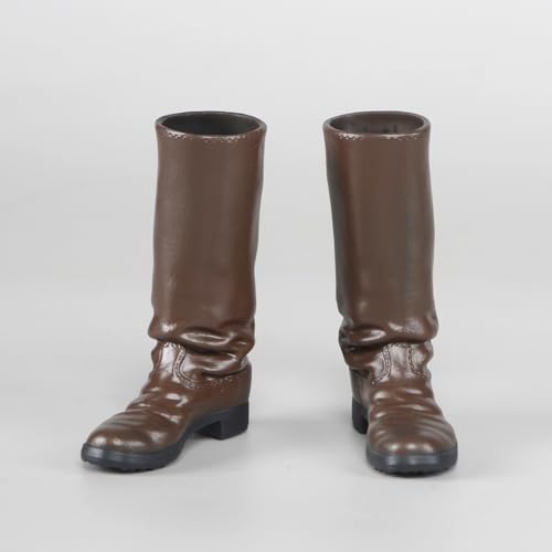 Fremego 1/6 Skala Männliche Schuhe, Männliche Lange Stiefel Kampfstiefel Schuhe Modell Accessoire Hohl innen für 12inch Soldat Action Figur Körper (Dunkelbraun) von Fremego
