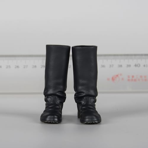 Fremego 1/6 Skala Männliche Schuhe, Männliche Lange Stiefel Kampfstiefel Schuhe Modell Accessoire Hohl innen für 12inch Soldat Action Figur Körper (Schwarz) von Fremego