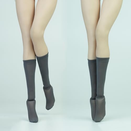 Fremego 1/6 Skala Weibliche Kleidung, Weibliche Oberschenkel Strümpfe Wade Socken Knie Socke Kleidung Zubehör für 12inch PH TBL JO Action Figur Körper (Grau, Wadenstrümpfe) von Fremego