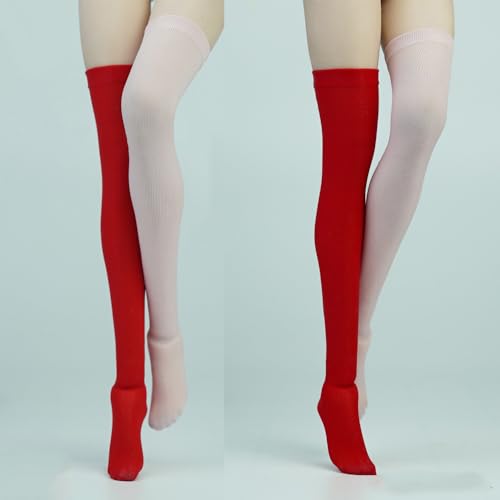 Fremego 1/6 Skala Weibliche Kleidung, Weibliche Oberschenkel Strümpfe Wade Socken Knie Socke Kleidung Zubehör für 12inch PH TBL JO Action Figur Körper (Rosa, Oberschenkelsocken) von Fremego