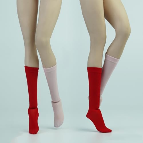 Fremego 1/6 Skala Weibliche Kleidung, Weibliche Oberschenkel Strümpfe Wade Socken Knie Socke Kleidung Zubehör für 12inch PH TBL JO Action Figur Körper (Rot, Wadenstrümpfe) von Fremego