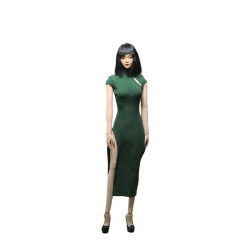 Fremego 1/6 Skala Weibliche Kleidung Cheongsam Neue Chinesische Art Kleid Langer Rock Kleidung für 12inch Actionfigur (Grün) von Fremego