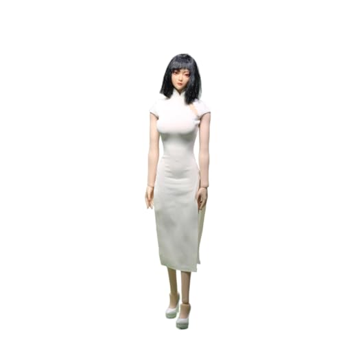 Fremego 1/6 Skala Weibliche Kleidung Cheongsam Neue Chinesische Art Kleid Langer Rock Kleidung für 12inch Actionfigur (Weiß) von Fremego