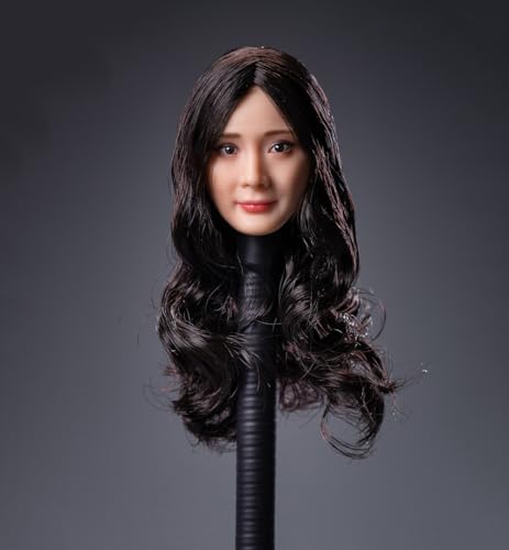 Fremego 1/6 Skala Weiblichen Kopf Sculpt Schönheit Asiatischen Mädchen Gepflanzt Haar Kopf Carving für 12inch PH TBL JO Action Figur Sammlung (Braune Locken Haare) von Fremego
