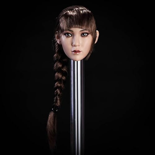Fremego 1/6 Skala Weiblicher Kopf Sculpt, Asiatisches Mädchen Ying Geflochtenes Haar Kopf Carving für 12inch PH TBL JO Action Figur Körper (Brauner einfacher Zopf - Gebräunte Haut) von Fremego