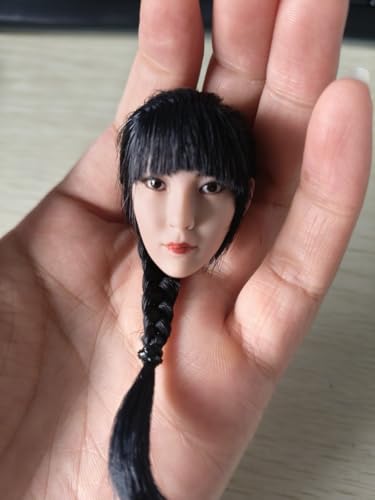 Fremego 1/6 Skala Weiblicher Kopf Sculpt, Asiatisches Mädchen Ying Geflochtenes Haar Kopf Carving für 12inch PH TBL JO Action Figur Körper (Schwarzer einfacher Zopf - Blasse Haut) von Fremego
