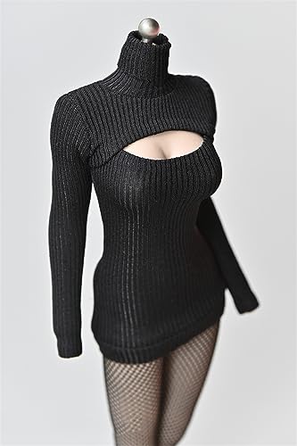 Fremego 1/6 Weibliche Kleidung, Weibliche Stretch Tight Open Chest Pullover Hochgeschlossenes Unterhemd Kleidung für 12inch PH TBL JO Actionfigur Körper (Schwarz) von Fremego
