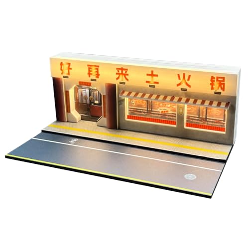 Fremego Miniatur-Szenenmodell im Maßstab 1:64, Hot-Pot-Restaurant, Diorama, Simulations-Szene, Gebäudemodell mit Licht für Fotografie, Dekoration, Sammlung (Hot Pot Restaurant) von Fremego