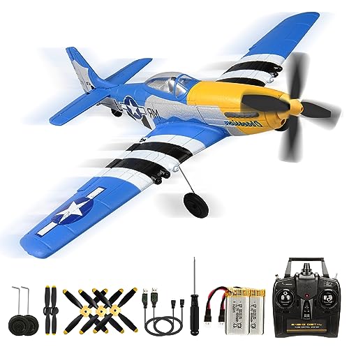 P51D Mustang RC Flugzeug, 2,4Ghz 4-Kanal Ferngesteuertes RTF Aerobatics Spielzeug für Anfänger, Kinder und Erwachsene von Fremego