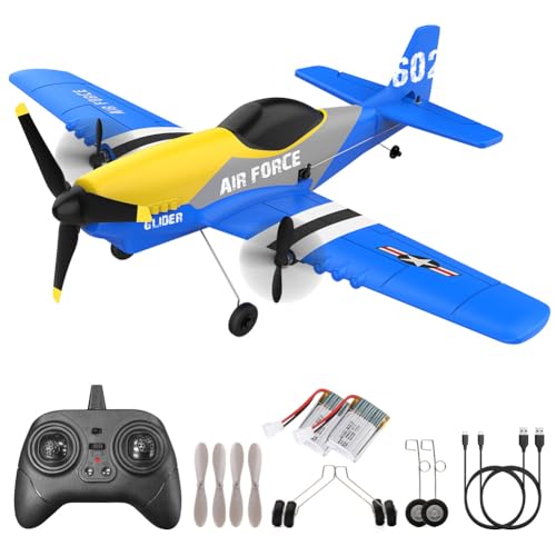Fremego RC-Flugzeug, 2,4GHz 3-Kanal, P51 Kampf Flugzeug, 6-Achsen-Gyro-Stabilisator, für Kinder & Erwachsene, Anfänger & Fortgeschrittene von Fremego