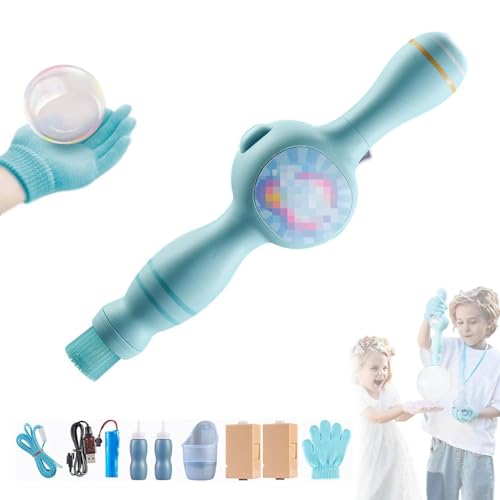 Bunte Rauchblasenmaschine und elastische Blasen Nebelstab, interaktive lustige Blasenblasenmaschine mit farbenfrohen Beleuchtung, 9 Accessoires mit Blasenlösung, für Jungen Mädchen (Blau) von Frenaki
